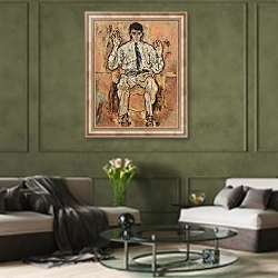 «Портрет Альберта Париса фон Гютерсло» в интерьере гостиной в оливковых тонах