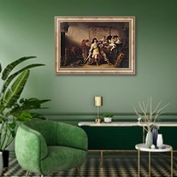 «Merry Company 3» в интерьере гостиной в зеленых тонах