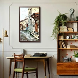 «Улица в Тоскане #5» в интерьере кабинета в стиле ретро над столом