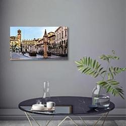«Италия. Верона. Площадь» в интерьере современной гостиной в серых тонах