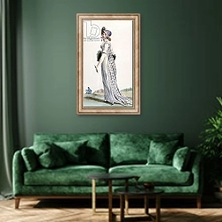 «Ladies Walking Dress, illustration from 'Journal des Dames et des Modes', 1800» в интерьере зеленой гостиной над диваном