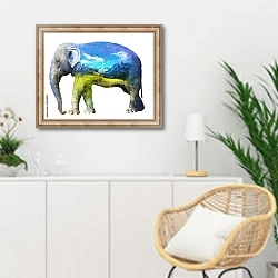 «Слон и равнина» в интерьере гостиной в скандинавском стиле над комодом