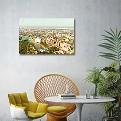 «Россия, Краснодар. Современный город №3» в интерьере современной гостиной с желтым креслом