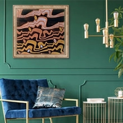 «Textile design 1» в интерьере в классическом стиле с зеленой стеной