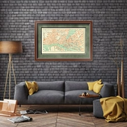 «Карта Гамбурга, район Альтона, конец 19 в.» в интерьере в стиле лофт над диваном
