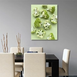 «Брокколи на зеленом фоне» в интерьере современной кухни над столом