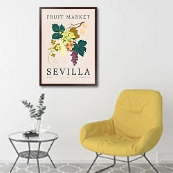 «Grapes» в интерьере комнаты в скандинавском стиле с желтым креслом