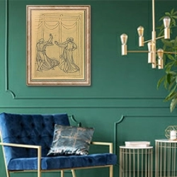 «Ontwerp voor wandschildering in de Beurs van Berlage; twee dansende paren» в интерьере в классическом стиле с зеленой стеной