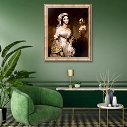 «Анжелика Синглтон» в интерьере гостиной в зеленых тонах