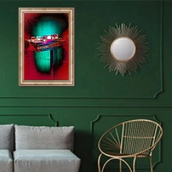 «The Light, from the series, Votive Candles, 2015» в интерьере классической гостиной с зеленой стеной над диваном