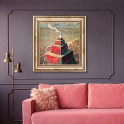 «Алтарь» в интерьере гостиной с розовым диваном
