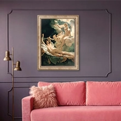 «Морфей и Ирида» в интерьере гостиной с розовым диваном