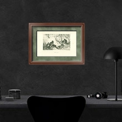 «Black Game 2» в интерьере кабинета в черных цветах над столом