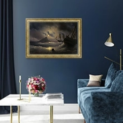 «Буря ночью» в интерьере в классическом стиле в синих тонах
