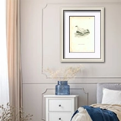 «Common Ptarmigan 1» в интерьере спальни в стиле прованс с синими деталями