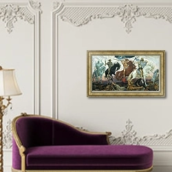 «Воины Апокалипсиса. 1887» в интерьере в классическом стиле над банкеткой