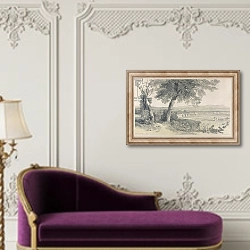 «Campagna of Rome from Villa Mattei, from Views in Rome and its Environs, 1841,» в интерьере в классическом стиле над банкеткой