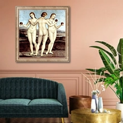 «Три грации» в интерьере классической гостиной над диваном