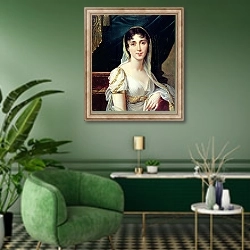 «Desiree Clary Queen of Sweden, 1807» в интерьере гостиной в зеленых тонах