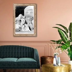 «Illustration from the Faust,19th Century» в интерьере классической гостиной над диваном