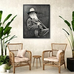 «Walt Whitman» в интерьере комнаты в стиле ретро с плетеными креслами