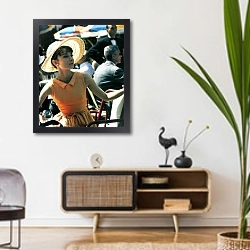 «Хепберн Одри 67» в интерьере комнаты в стиле ретро над тумбой