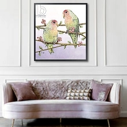 «Love Birds» в интерьере гостиной в классическом стиле над диваном