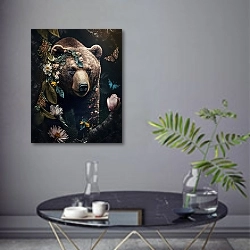 «Медведь» в интерьере современной гостиной в серых тонах