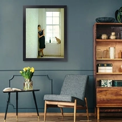 «Хепберн Одри 122» в интерьере гостиной в стиле ретро в серых тонах