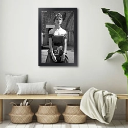 «Bardot, Brigitte 22» в интерьере комнаты в стиле ретро с плетеными корзинами