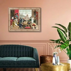 «Cafe in Paris during the time of the French Revolution» в интерьере классической гостиной над диваном