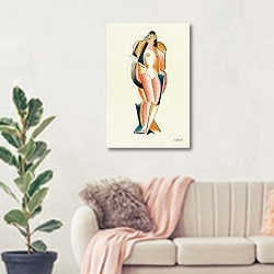 «Abstract Nude» в интерьере современной светлой гостиной над диваном