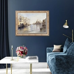 «The Grand Canal, with Santa Maria Della Salute, Venice, Italy, 1865» в интерьере в классическом стиле в синих тонах