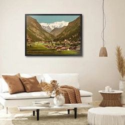 «Италия. Долина Грессоней, Монте Роза» в интерьере светлой гостиной в стиле ретро