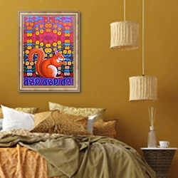 «Red Squirrel, 2014,» в интерьере спальни  в этническом стиле в желтых тонах