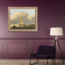 «Sea off the Coast, with Spritsail Barge» в интерьере в классическом стиле в фиолетовых тонах