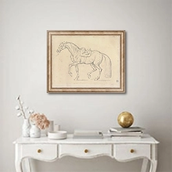 «Saddled Horse, Walking to Left» в интерьере в классическом стиле над столом