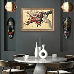 «Ветка цветущей сливы 5» в интерьере в этническом стиле над столом