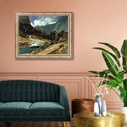 «Hetch Hetchy Side Canyon, I» в интерьере классической гостиной над диваном