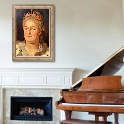 «Catherine the Great of» в интерьере классической гостиной над камином