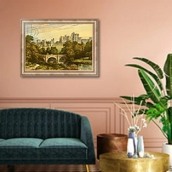 «Alnwick Castle» в интерьере классической гостиной над диваном