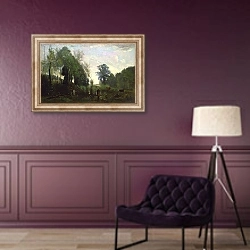 «Misty Morning, c.1865» в интерьере в классическом стиле в фиолетовых тонах