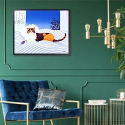 «Beloved» в интерьере в классическом стиле с зеленой стеной