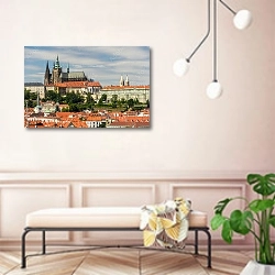 «Пражский Град с собором Святого Вита» в интерьере современной прихожей в розовых тонах
