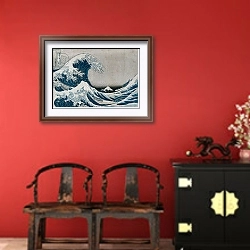 «The Great Wave off Kanagawa, from the series '36 Views of Mt.Fuji'» в интерьере в этническом стиле