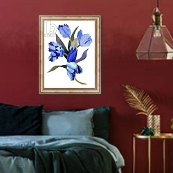 «Blue tulip» в интерьере спальни с акцентной стеной