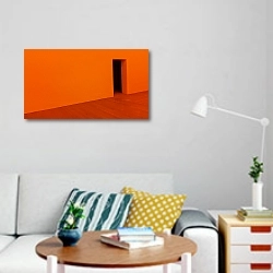 «Оранжевая комната» в интерьере гостиной в стиле поп-арт с яркими деталями