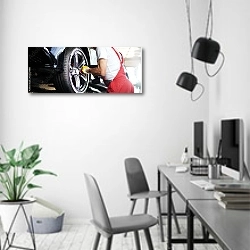 «Установка шин ударной отверткой» в интерьере современного офиса в минималистичном стиле