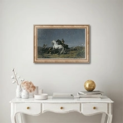 «The Horse Thieves, 19th century» в интерьере в классическом стиле над столом