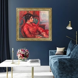 «Женщина в кресле» в интерьере в классическом стиле в синих тонах